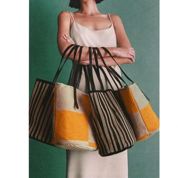 Zara 2 Piece Orange Fabric Shoulder Bag - Picture 2 of 7